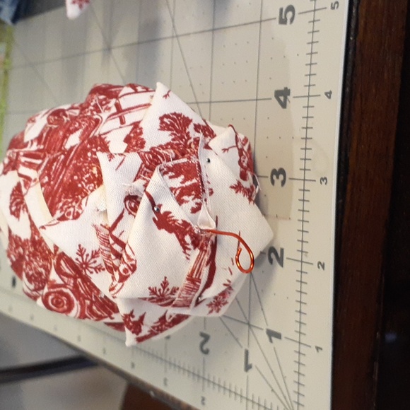 #21 Quilted Pinecone Shaped Christmas Ornament approximately 3"x4.5". Rustic. - Picture 2 of 3